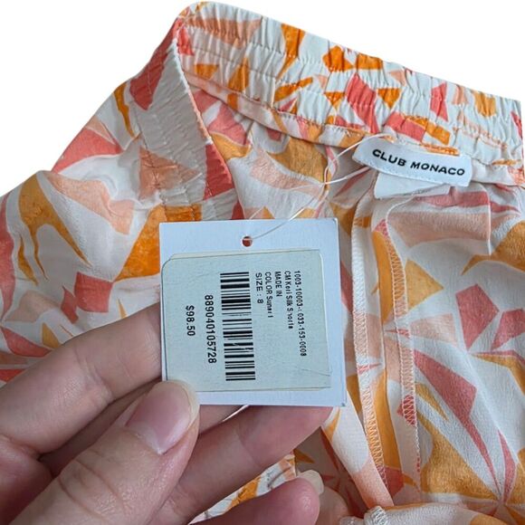 Club Monaco Sunset Orange Geo Keri Silk Shorts 8 - Picture 4 of 4